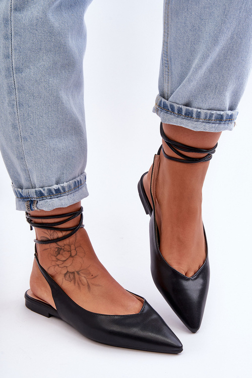 Dámské šněrovací baleríny černé Lilly Ann