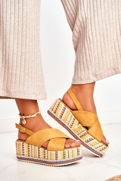 Dámske sandále na klinii Espadril Yellow Sandy