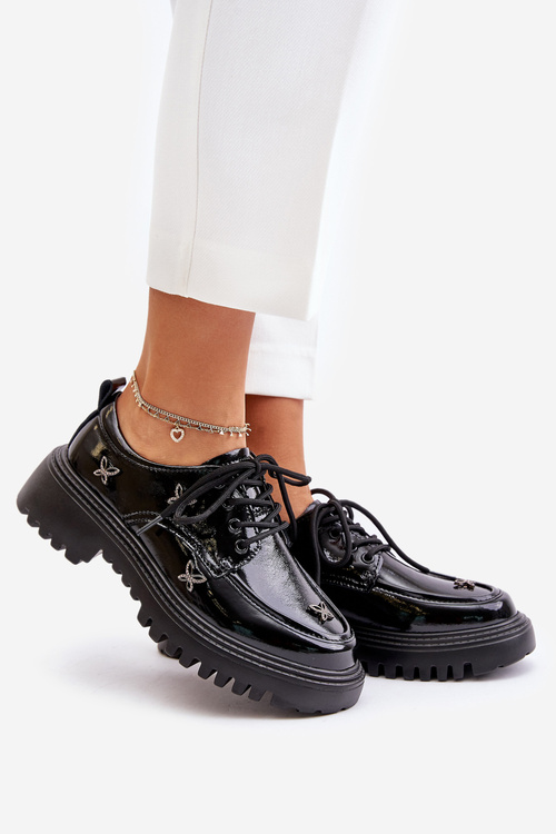 Lakované Dámské Polobotky S Ozdobami Přírodní Kůže Artiker 55C1011 Černé