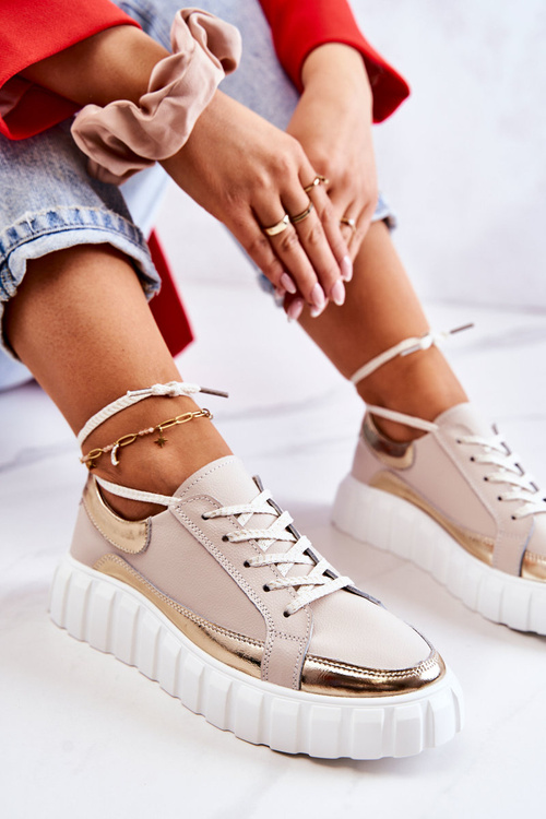 Dámska obuv na platforme Beige a Gold Noriso
