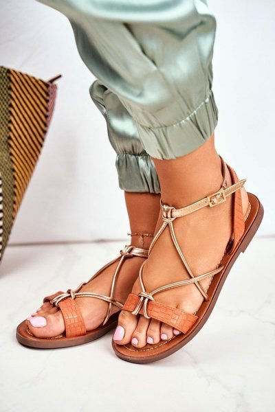 Dámske sandále ploché oranžové alison