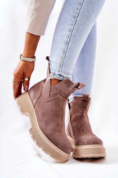 Semišové Boty Workery Lewski 3104/P Cappucino