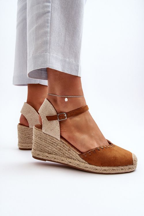 Zamšové espadrily s kotúčikom a plietaním Camel Raylin