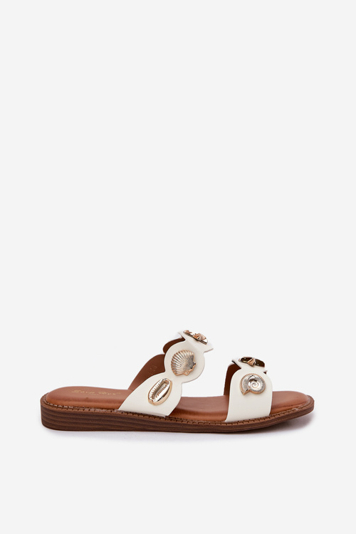 Dámské Pantofle Se Zlatými Prstýnky Bílé Jenoriela