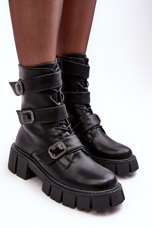 Dámské kožené boty černé SBarski MR870-62