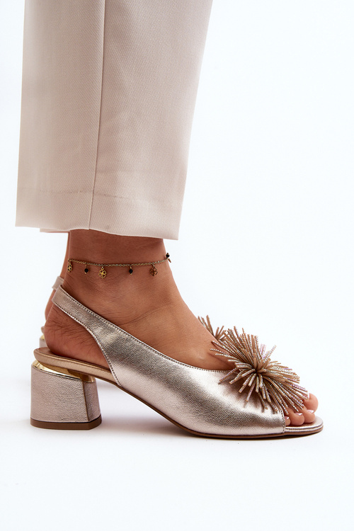 Kožené sandály s ozdobou Laura Messi 2719 Zlaté