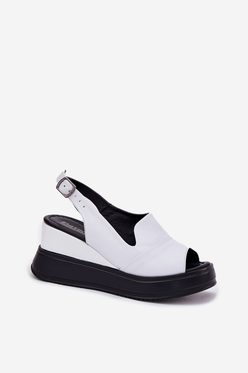 Kožené Dámské Sandály Na Klínu Artiker 52C0483 Bílé