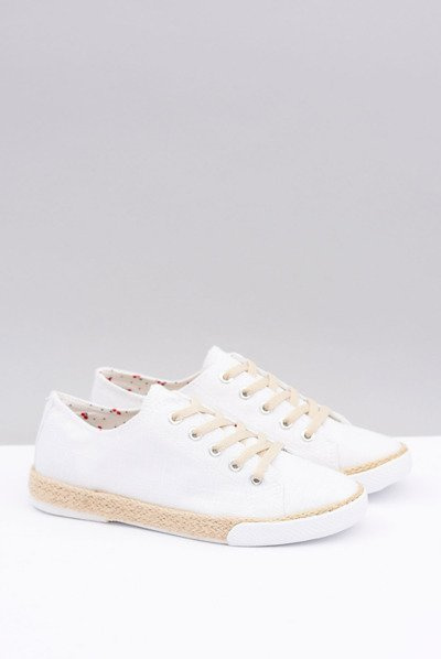 Biele ľanové dámske materiály Peppi espadrilles