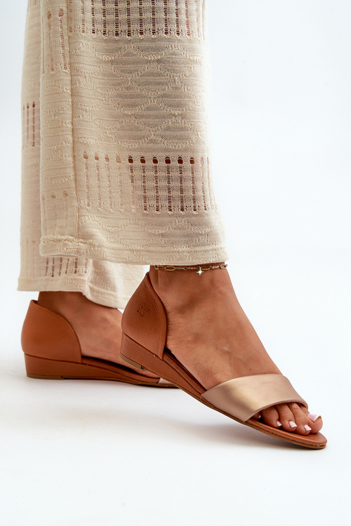 Kožené Sandále Maciejka 1971-68 Hnedo-Zlaté