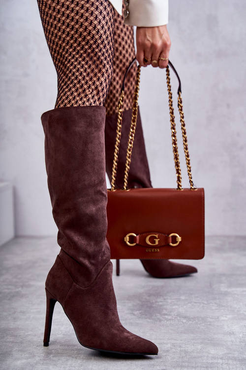 Klasické semišové topánky na hnedej päte Ameya