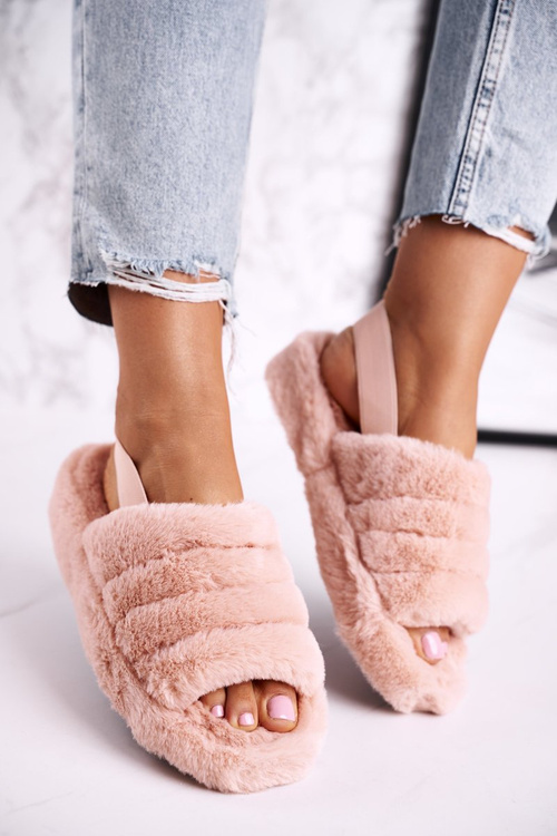 Dámska papci na platforme kožušina oranžová snehová vločka