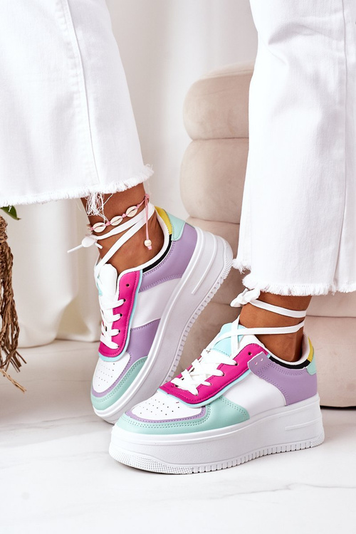 Sportovní Obuv Sneakers Na Platformě Bílé-Fialové Freedom