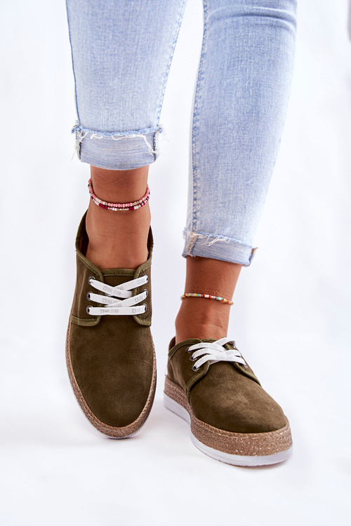 Dámske nízke tenisové pamäťové penové penový systém Veľká hviezda KK276007 khaki