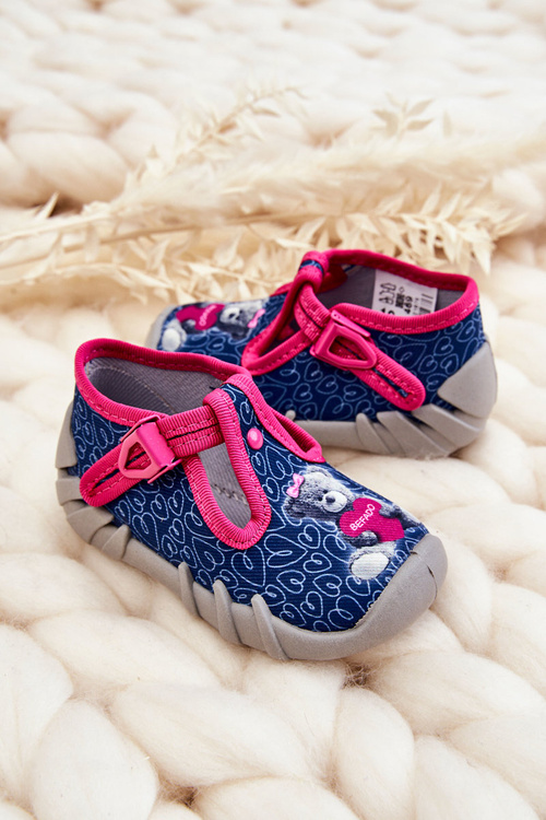 PAPCI topánky befado miś 110p469 Navy-ružové