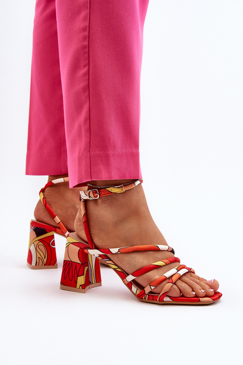 Vzorované oranžové sandále na opätku Jenglla
