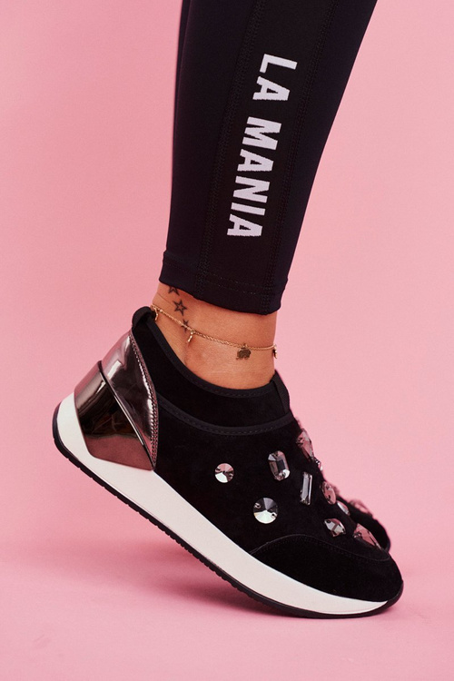 Dámske športové topánky s kryštálmi čierne Todo