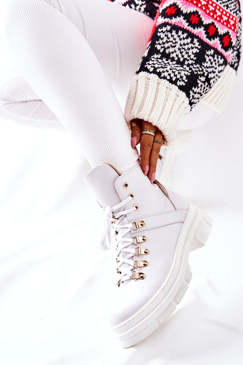 Kožené zateplené boty Bílé Brescia