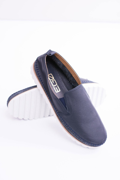 PELUGU Navy Blue Pánske kožené mokasíry