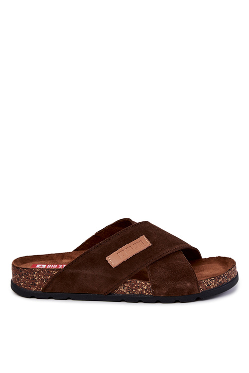 Pánska pohodlná veľká hviezda JJ176006 Brown Flip -flops