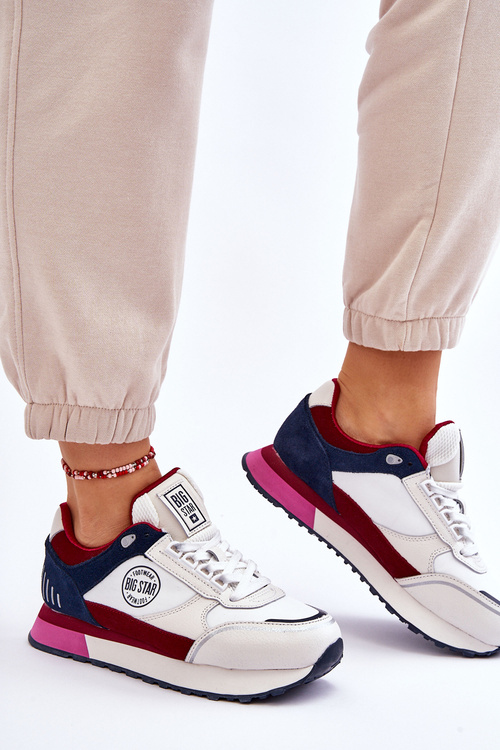 Kožené tenisky Memory Foam System Big Star LL274369 bílo-červené