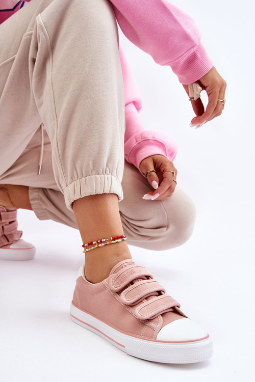 Klasické materiálové tenisky pre suchý zips veľkú hviezdu LL274A200 Pink