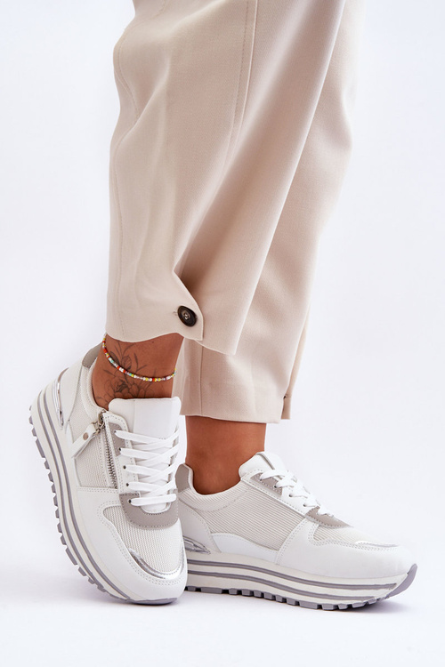 Dámské sportovní boty s ozdobným zipem bílé Cairo