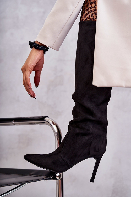 Black Carite Suede topánky na vysokej podpätku