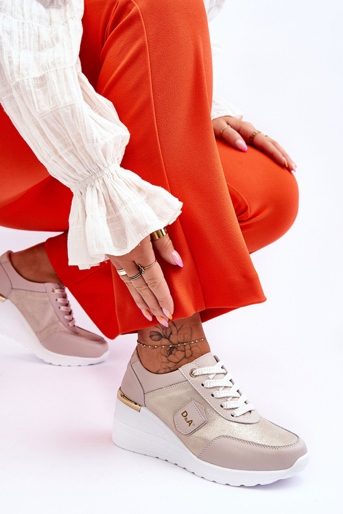 Dámske kožené tenisky na klinoch zlatý Beatris