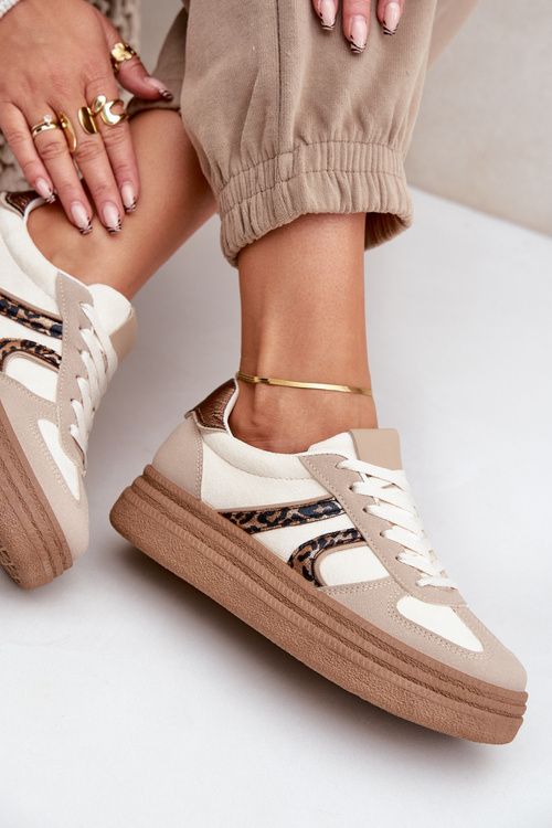 Dámské Sneakersy Na Platformě Béžové Lesida