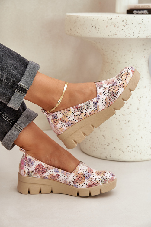 Dámske Polobotky S Ažúrovým Vzorom Na Klíne Multikolor Lisvia