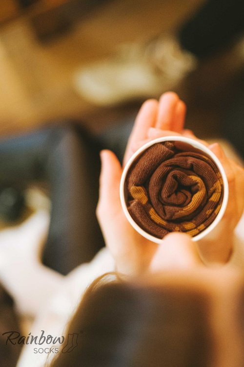 Ponožky dúhové ponožky káva americano 1 pár