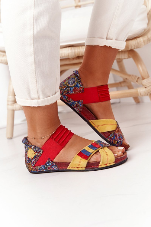 Kožené sandále s Maciejka welt 03375 červeno-žltý