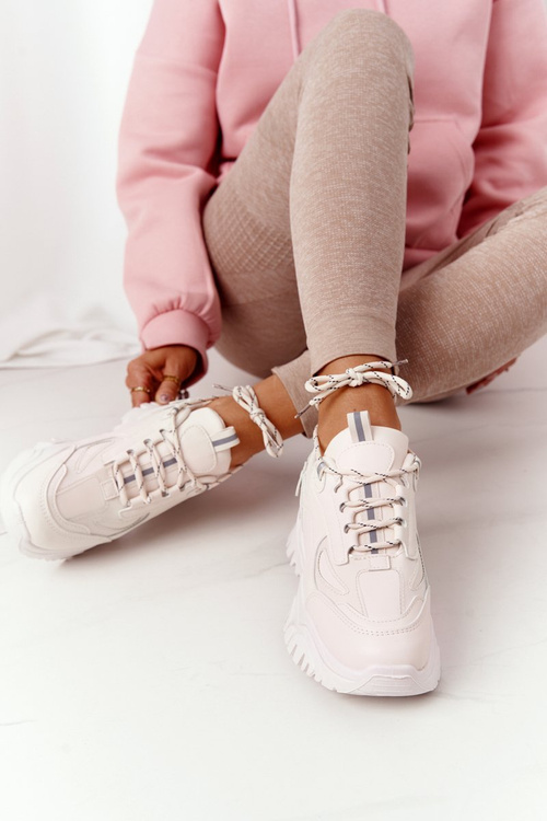 Dámské Sneakersy Na Masivní Podrážce Béžové Influencer