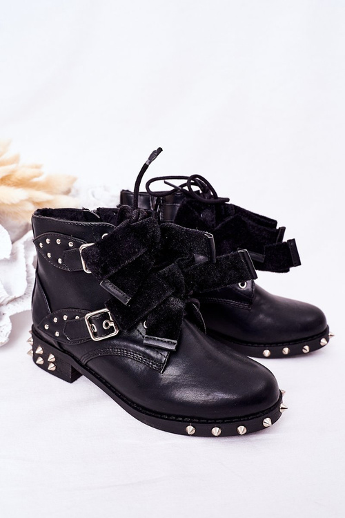 Izolované topánky pre deti s cvočkami Lu Boo Black