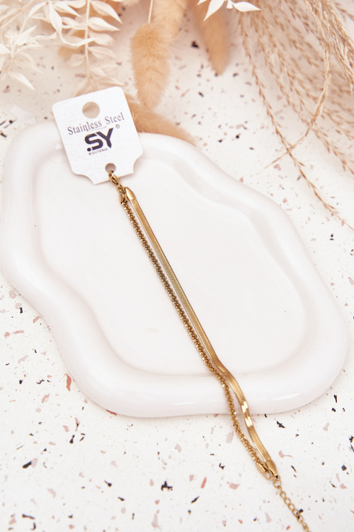 Dvojitý náramek ze nerezové oceli zlatý