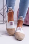 Dámske espadrilles krížové džínsy biele DD2R4044