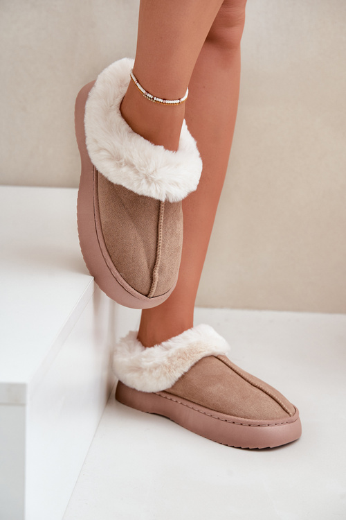 Dámske Papuče S Kožúškom Béžové Zinntia