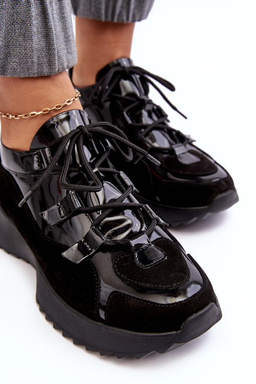 Kožené lakované dámske športové topánky M01/2 Zazoo Black