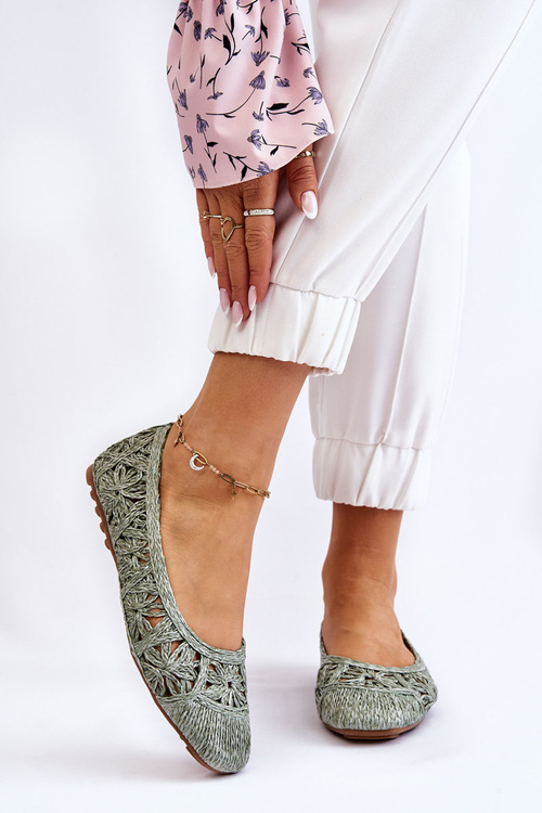 Otvorené módne zelené baleríny Thiago