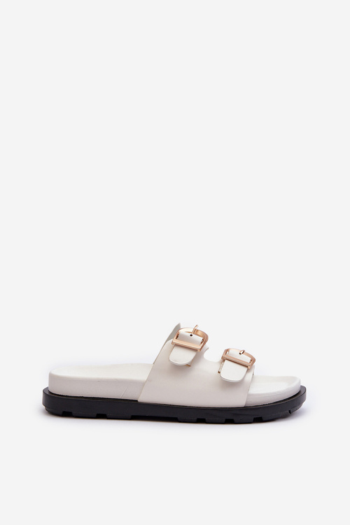 Dámské sandály z eko kůže s přezkami Bílé Valmira