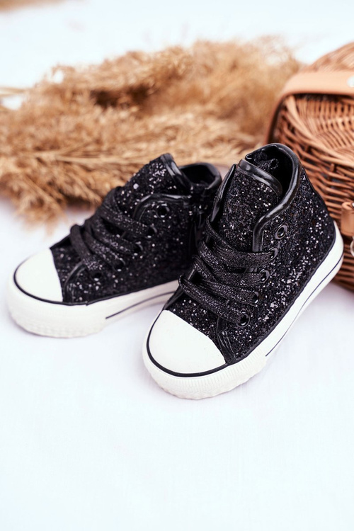 Dětské Tenisky S Leskem Černé Ally