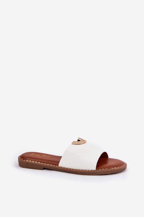 Dámské Pantofle Eko Kůže S Ozdobnými Detaily Bílé Mevith