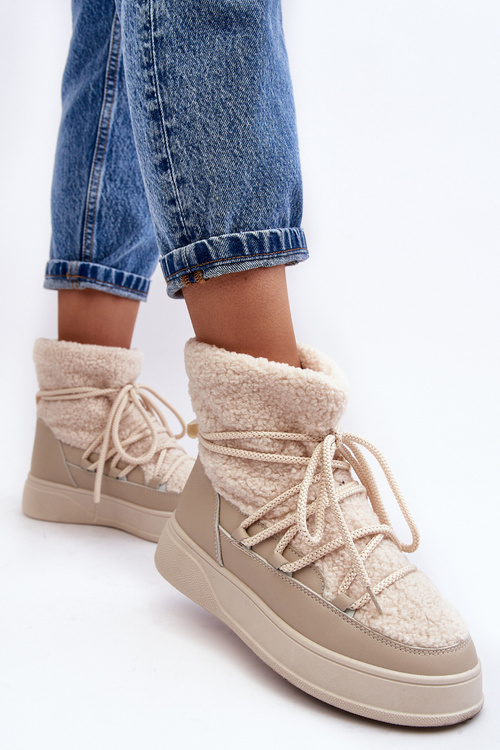 Dámske snehové topánky na platforme Ahatissa Light Beige Platform