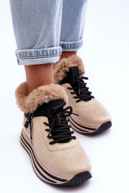 Sportovní Boty S Futerkem Na Platformě  Bežové Jamarie