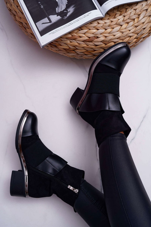 Dámské Kotníkové Boty s Ozdobnou Gumičkou černé Mange