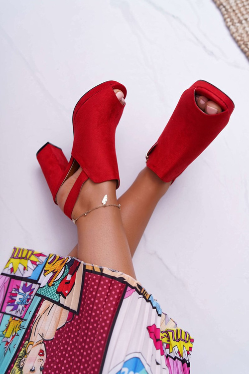 Dámské Sandály Na Podpatku Se Svrškem Otevřená špička Červené Montree