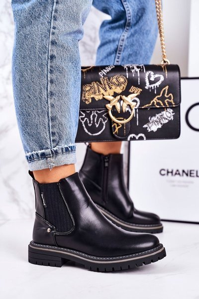 Dámské Teplé Chelsea Boty Černé Traveler