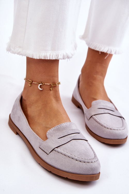 Pohodlné semišové dámske sivé mokasíry Lucca