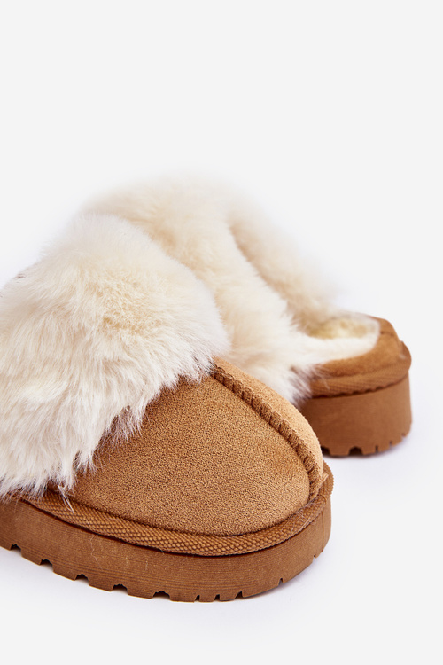 Detské papuče s ťavou birastou kožušinou