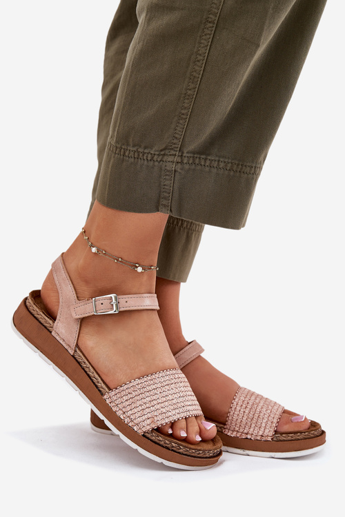 Dámske Sandále S Pletením Na Pásku Rúžové Inblu GS000050